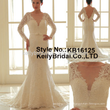 Latest Attractive long sleeve lace sheath style wedding dress